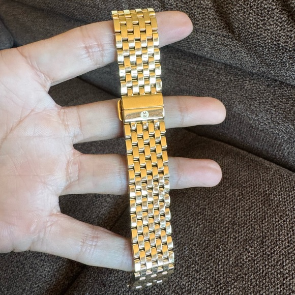 Michele 18mm Gold Plated Metal Bracelet Watch Band - Picture 4 of 16